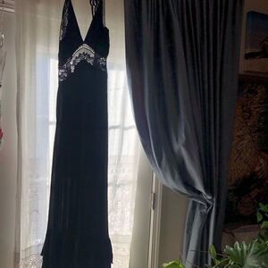 Lacy strappy black maxi dress long flowy boho halter top